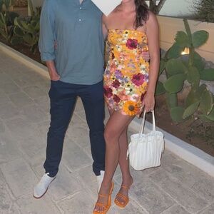 Strapless Floral Mini Dress